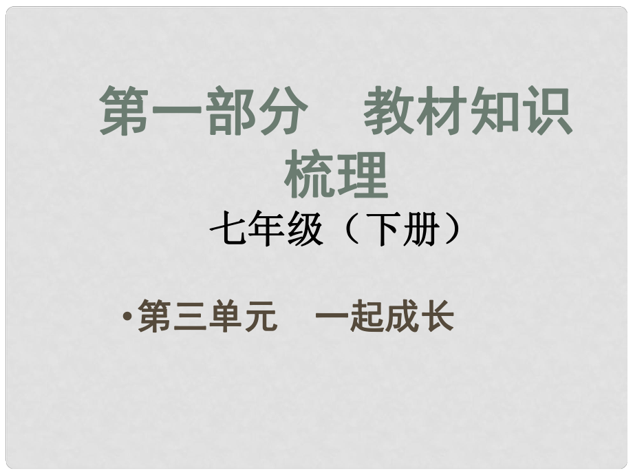 安徽省中考政治总复习 第一部分 教材知识梳理 七下 第三单元 一起成长课件 人民版_第1页