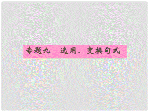 安徽省高三語文一輪復(fù)習(xí) 專題九 選用、變換句式專項(xiàng)課件