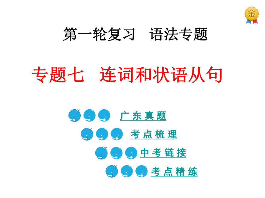 中考英语第一轮复习 语法专题七 连词和状语从句课件_第1页