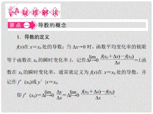 陜西省高中數(shù)學(xué) 第二章 變化率與導(dǎo)數(shù) 導(dǎo)數(shù)的概念及其幾何意義疑難解讀課件 北師大版選修22