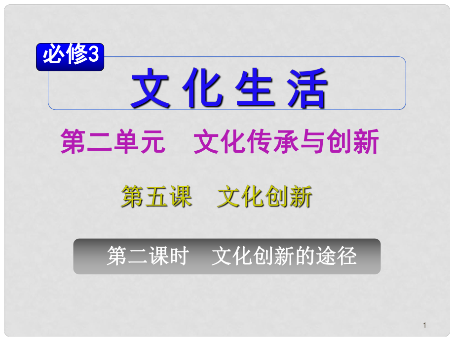 山西省高考政治復(fù)習(xí) 第2單元第5課第2課時(shí) 文化創(chuàng)新的途徑課件 新人教版必修3_第1頁