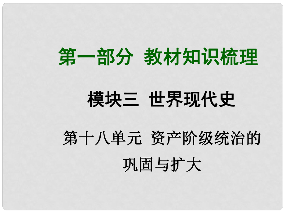 中考?xì)v史總復(fù)習(xí) 第一部分 教材考點(diǎn)梳理 第十八單元 資產(chǎn)階級(jí)統(tǒng)治的鞏固與擴(kuò)大課件 新人教版_第1頁(yè)