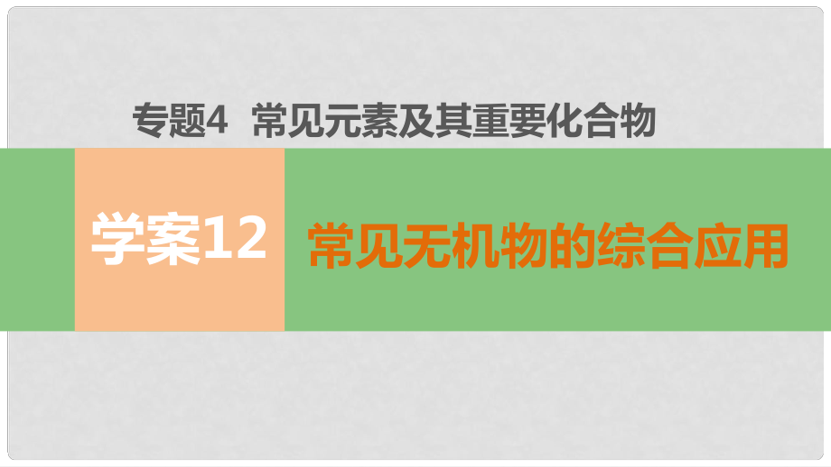 高考化學(xué)二輪復(fù)習(xí) 第一部分 專題4 學(xué)案12 常見無機(jī)物的綜合應(yīng)用課件_第1頁