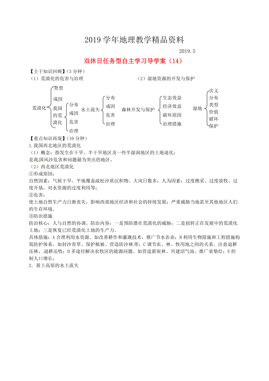 江蘇省海門市包場高級中學(xué)高一地理 雙休日任務(wù)型自主學(xué)習(xí)導(dǎo)學(xué)案14_第1頁