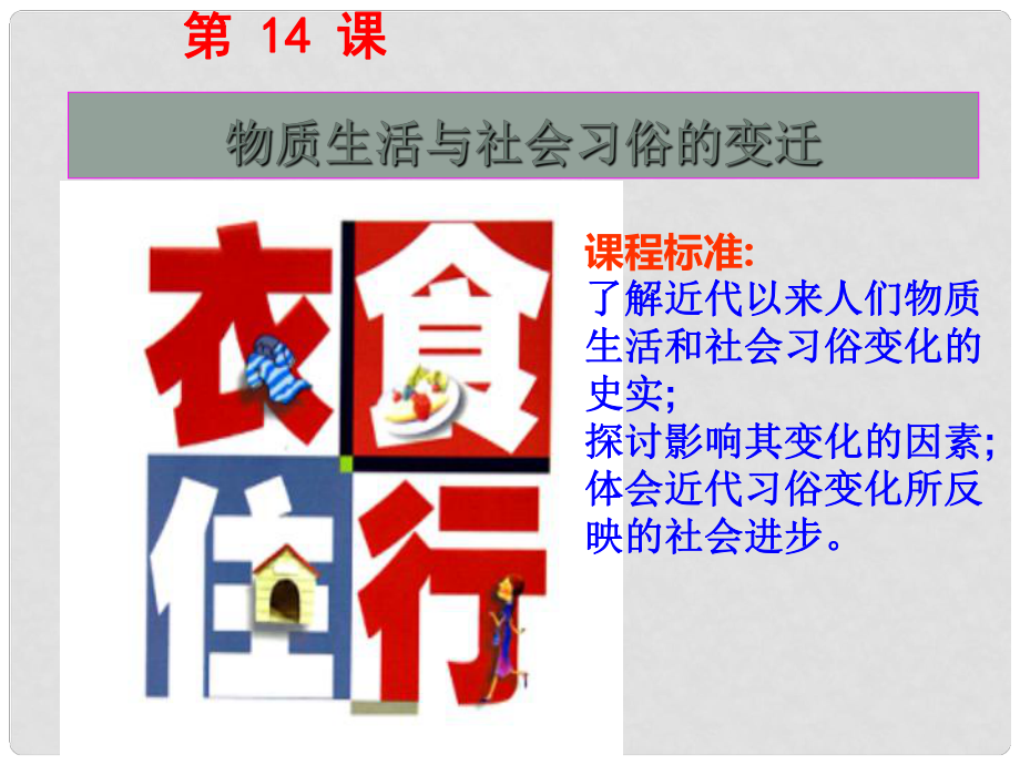 甘肃省静宁一中高中历史 第14课 物质生活与社会习俗的变迁课件2 新人教版必修2_第1页