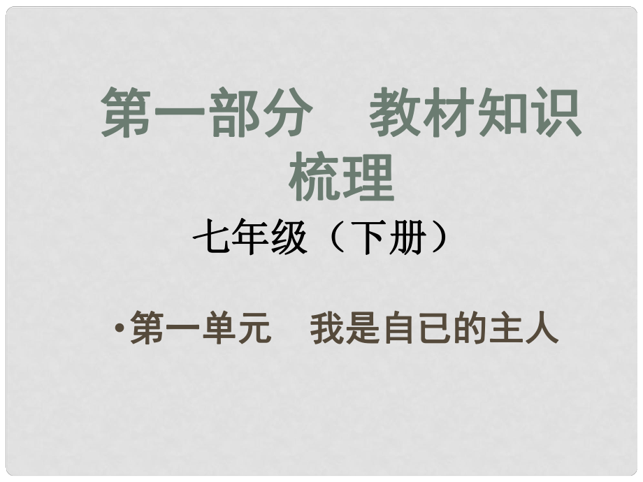 安徽省中考政治總復習 第一部分 教材知識梳理 七下 第一單元 我是自已的主人課件 人民版_第1頁