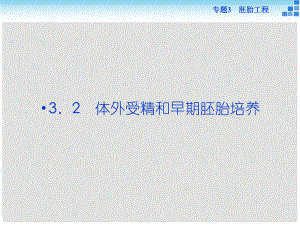 優(yōu)化方案高中生物 專題3.2 體外受精和早期胚胎培養(yǎng)課件 新人教版選修3