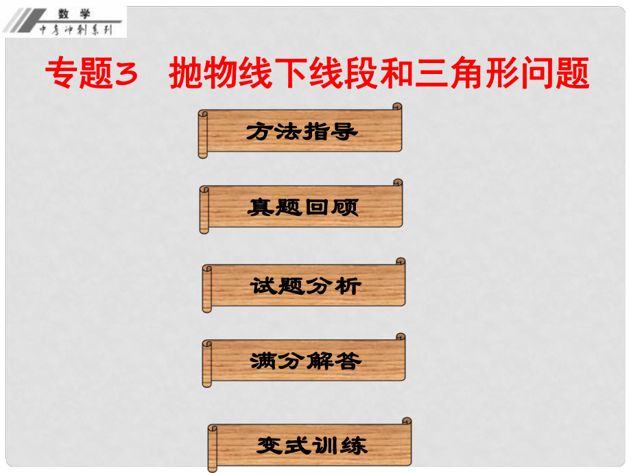 中考數(shù)學沖刺復習 專題3 拋物線下線段和三角形問題課件 新人教版_第1頁