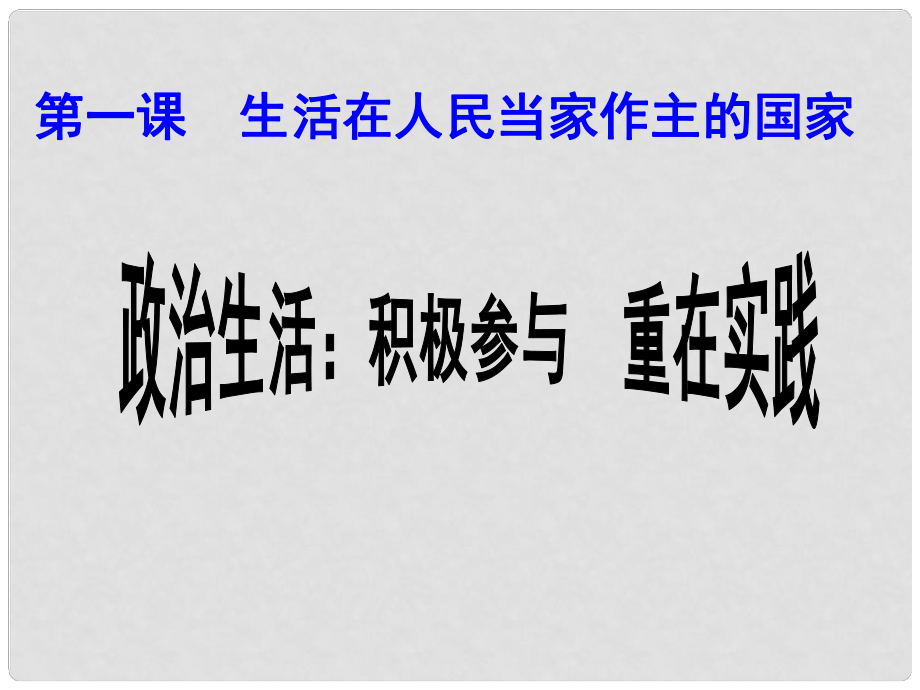 廣東省揭陽一中高考政治復習 1.3 政治生活 積極參與 重在實踐課件1 新人教版必修2_第1頁