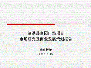 年江苏泗洪县富园广场项目市场研究及商业发展策划报告80页