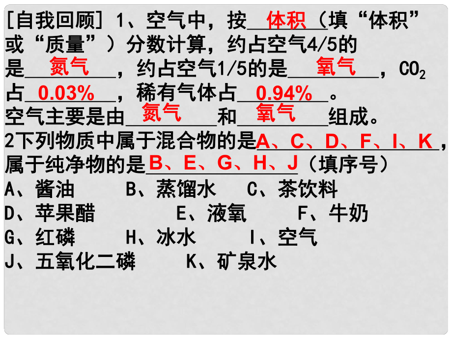 廣東省佛山市順德區(qū)江義初級中學(xué)九年級化學(xué)上冊 第二單元 課題1 空氣（第2課時）課件 新人教版_第1頁