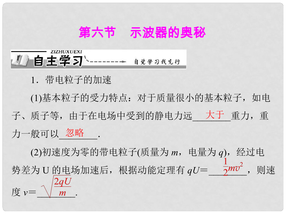 高中物理 第一章 電場 第6節(jié) 示波器的奧秘課件 粵教版選修31_第1頁