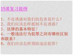 山東省鄒平縣實(shí)驗(yàn)中學(xué)七年級(jí)政治下冊(cè) 第七單元 第15課 抵制不良誘惑 預(yù)防違法犯罪復(fù)習(xí)課件 魯教版