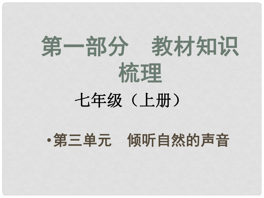 安徽省中考政治總復(fù)習(xí) 第一部分 教材知識梳理 七上 第三單元 傾聽自然的聲音課件 人民版_第1頁