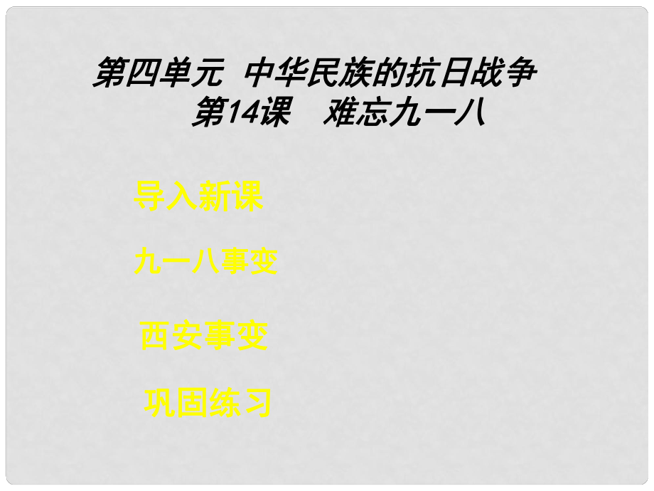 辽宁省开原市第五中学八年级历史上册《第四单元 第14课 难忘九一八》课件 新人教版_第1页