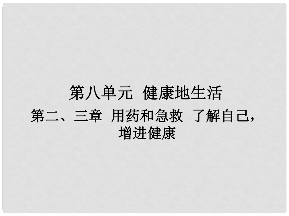 廣東省中山市黃圃鎮(zhèn)中學中考生物 第八單元 第二、三章 用藥和急救 了解自己增進健康復(fù)習課件 新人教版_第1頁