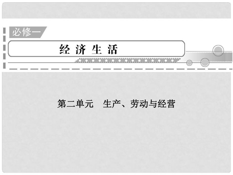 高三政治二輪復(fù)習(xí) 第2單元 生產(chǎn)、勞動(dòng)與經(jīng)營(yíng)課件 新人教必修1_第1頁(yè)