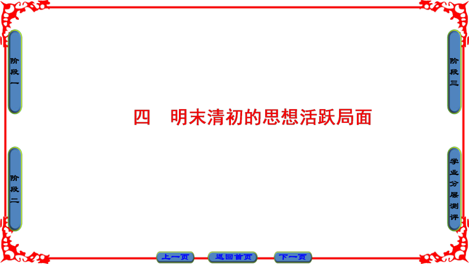 高中歷史 專題1 中國傳統(tǒng)文化主流思想的演變 4 明末清初的思想活躍局面課件 人民版必修3_第1頁