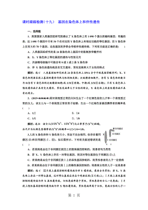 高中三維設計一輪復習生物通用版：課時跟蹤檢測十九基因在染色體上和伴性遺傳