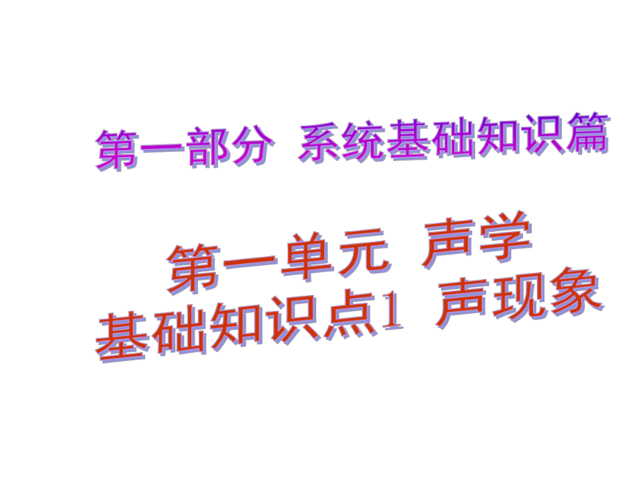 中考解讀（廣州專版）中考物理 第1部分 系統(tǒng)基礎(chǔ)知識(shí)篇 第一單元 聲學(xué)（知識(shí)點(diǎn)1）聲現(xiàn)象復(fù)習(xí)課件_第1頁(yè)