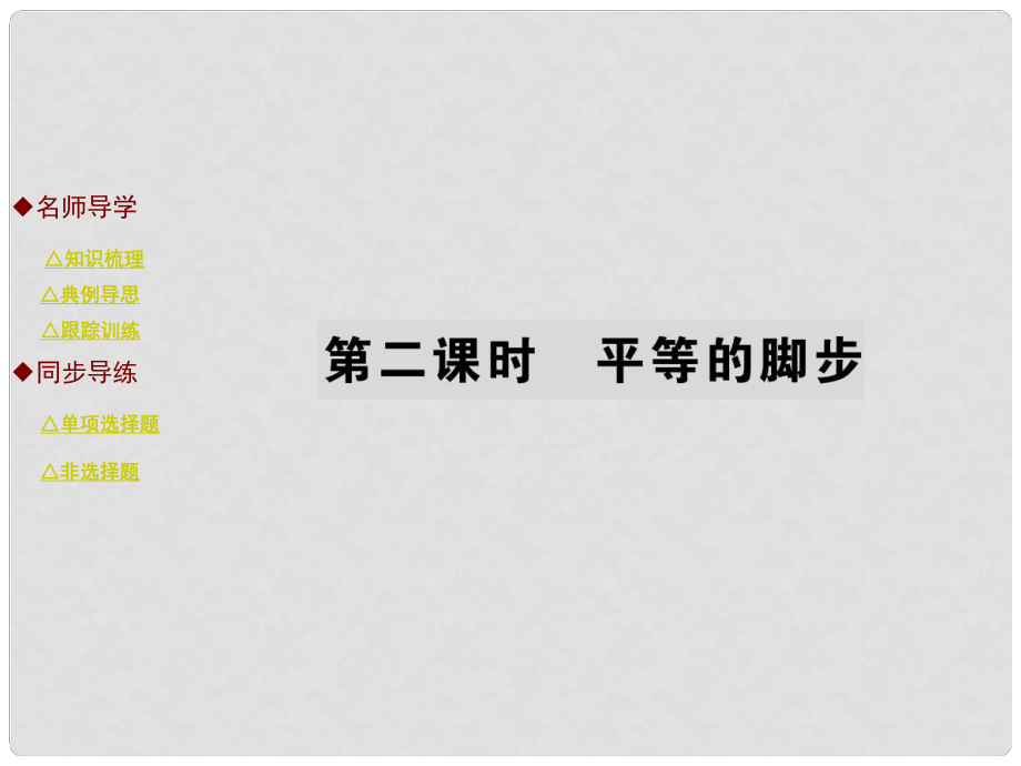 九年級(jí)政治全冊(cè) 第三單元 同在陽(yáng)光下 第八課 平等的腳步（第2課時(shí)）課件 教科版_第1頁(yè)