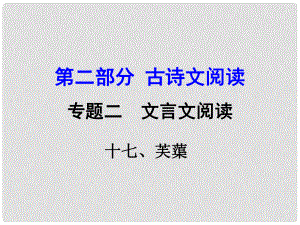 湖南益陽中考語文 第二部分 古詩文閱讀 專題二 文言文閱讀 17《芙蕖》復(fù)習(xí)課件