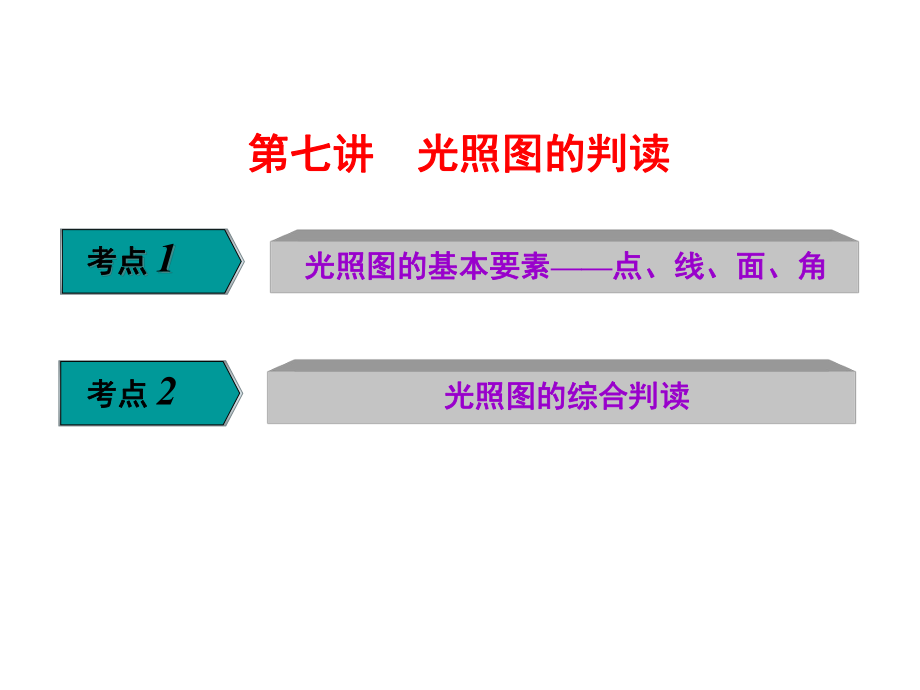 高考地理大一轮复习 第一章 宇宙中的地球（含地球和地图）第七讲 光照图的判读课件 新人教版_第1页