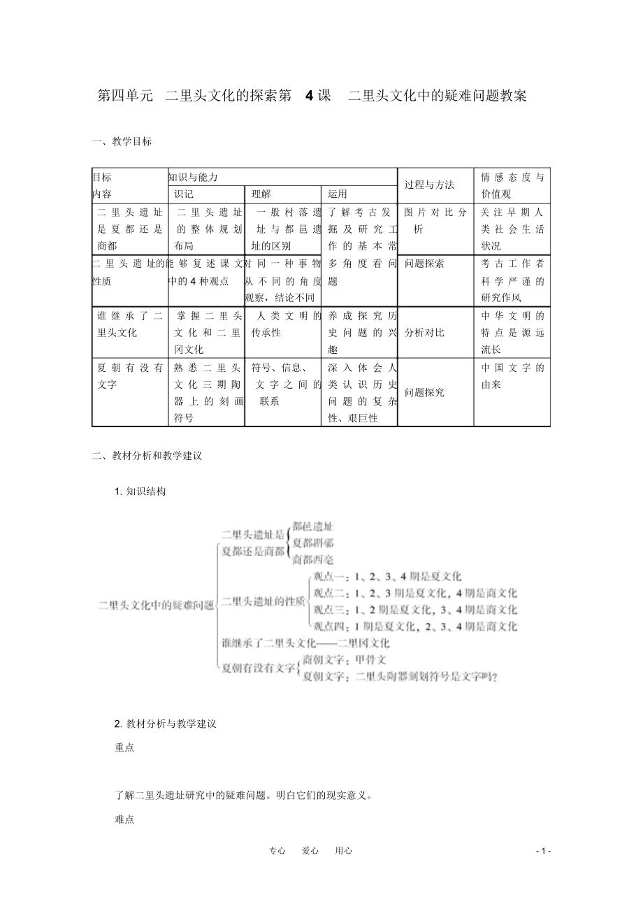 高中歷史44《二里頭文化中的疑難問(wèn)題》教案新人教版選修5_第1頁(yè)