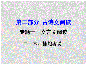 湖南益陽中考語文 第二部分 古詩文閱讀 專題一 文言文 26《捕蛇者說》復(fù)習(xí)課件 語文版