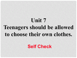 九年級(jí)英語全冊(cè) Unit 7 Teenagers should be allowed to choose their own clothes Self Check課件 （新版）人教新目標(biāo)版