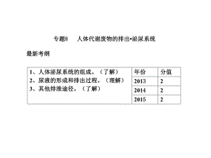 廣東省中考生物 專題8 人體代謝廢物的排出 泌尿系統(tǒng)復(fù)習(xí)課件 新人教版