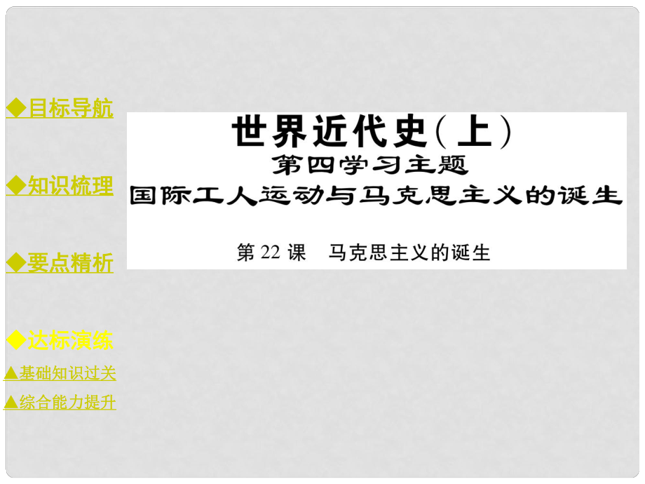 九年級(jí)歷史上冊(cè) 世界近代史 第四學(xué)習(xí)主題 國(guó)際工人運(yùn)動(dòng)與馬克思主義的誕生 第22課 馬克思主義的誕生課件 川教版_第1頁(yè)