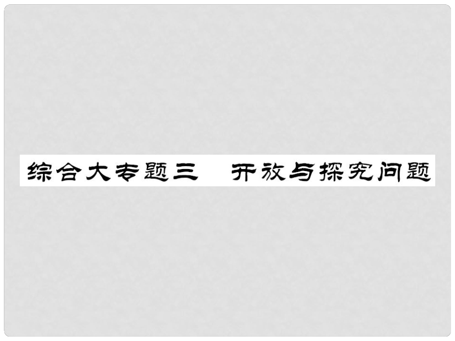 中考数学 第三轮 专题突破 挑战满分 综合大专题三 开放与研究问题课件 新人教版_第1页