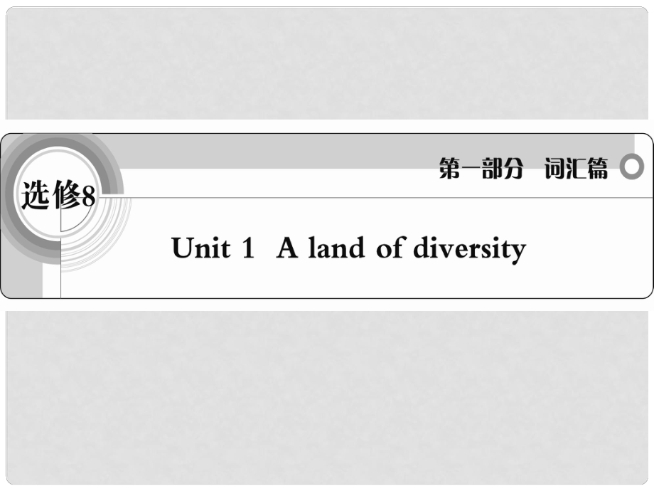 高考英語 考前沖刺考綱詞匯強(qiáng)化 Unit1《A land of diversit》課件 新人教版選修8_第1頁