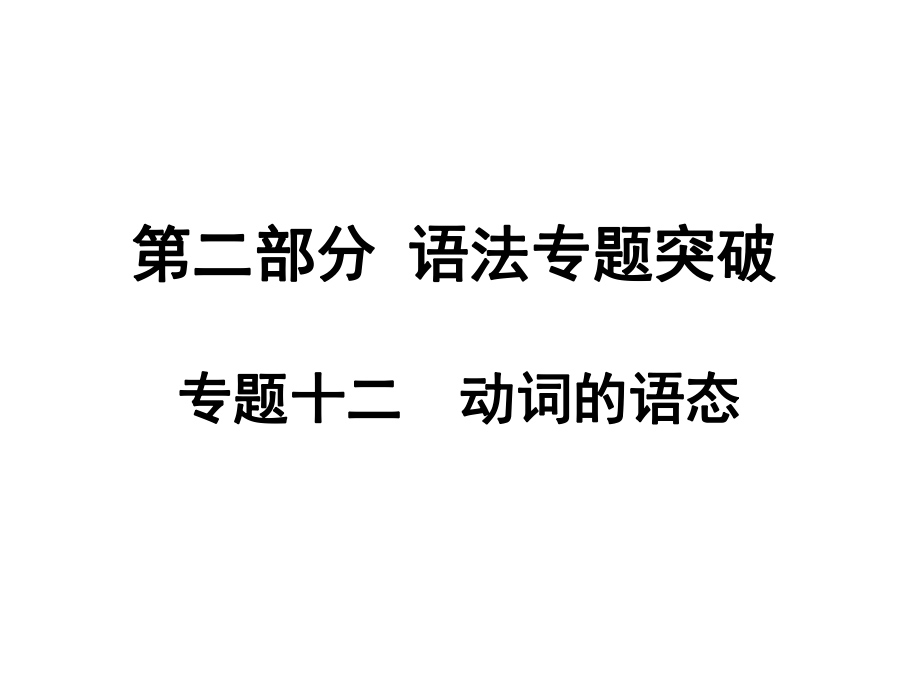 安徽中考英語 第二部分 語法專題突破 專題12 動(dòng)詞的語態(tài)課件 人教新目標(biāo)版_第1頁