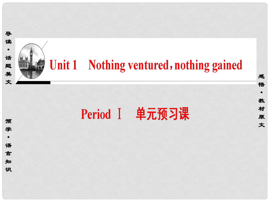 高中英语 Unit 1 Nothing ventured Period Ⅰ 单元预习课课件 新人教版选修10_第1页