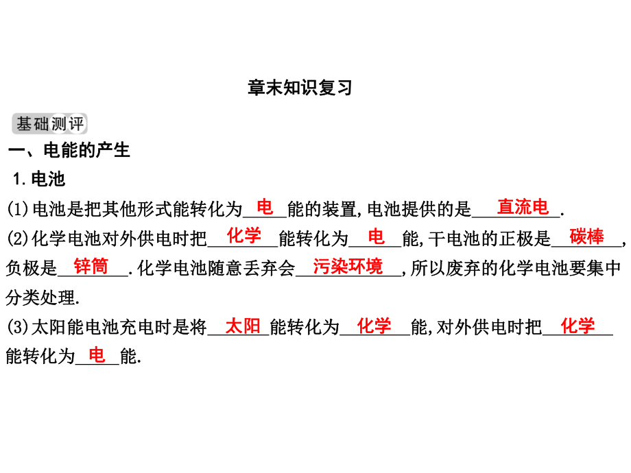 練案九年級物理全冊 第18章 電從哪里來章末知識復習課件 （新版）滬科版_第1頁