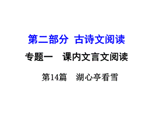 湖南中考語文 第二部分 古詩文閱讀 專題1 第14篇 湖心亭看雪復(fù)習(xí)課件 新人教版