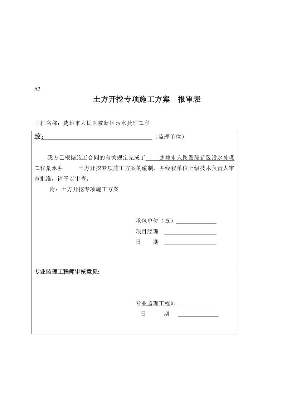 i楚雄市人民医院新区集水井土方开挖专项施工方案_第1页