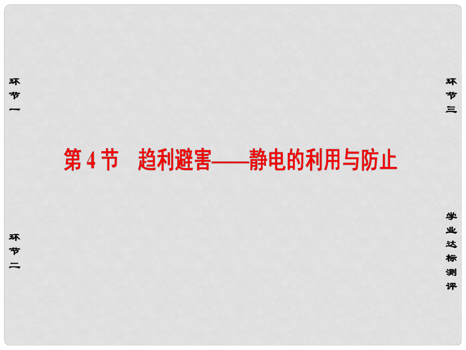 高中物理 第1章 靜電與靜電場 第4節(jié) 趨利避害靜電的利用與防止課件 魯科版選修11_第1頁