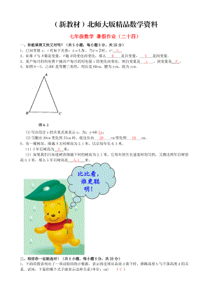 新教材北师大版七年级数学暑假作业24【含答案】