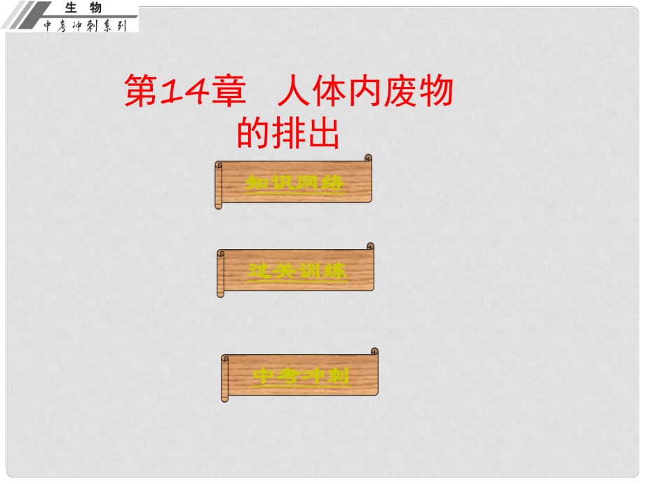 廣東省中山市中考生物沖刺復(fù)習(xí) 基礎(chǔ)梳理 第14章 人體內(nèi)廢物的排出課件 新人教版_第1頁