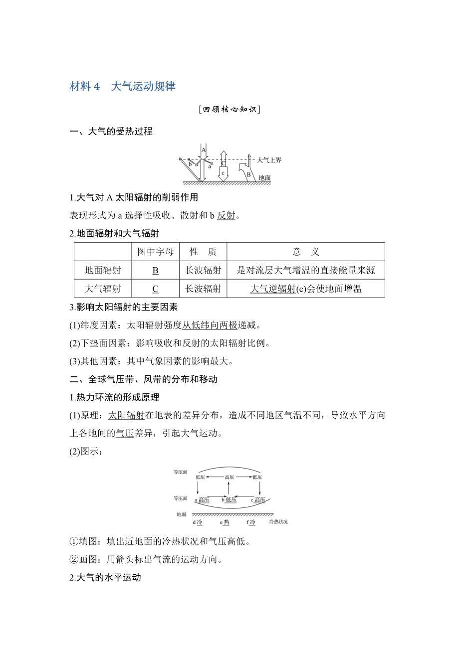 地理創(chuàng)新設(shè)計二輪專題復(fù)習(xí)全國通用文檔：第四部分 考前靜悟材料 材料4 Word版含答案_第1頁