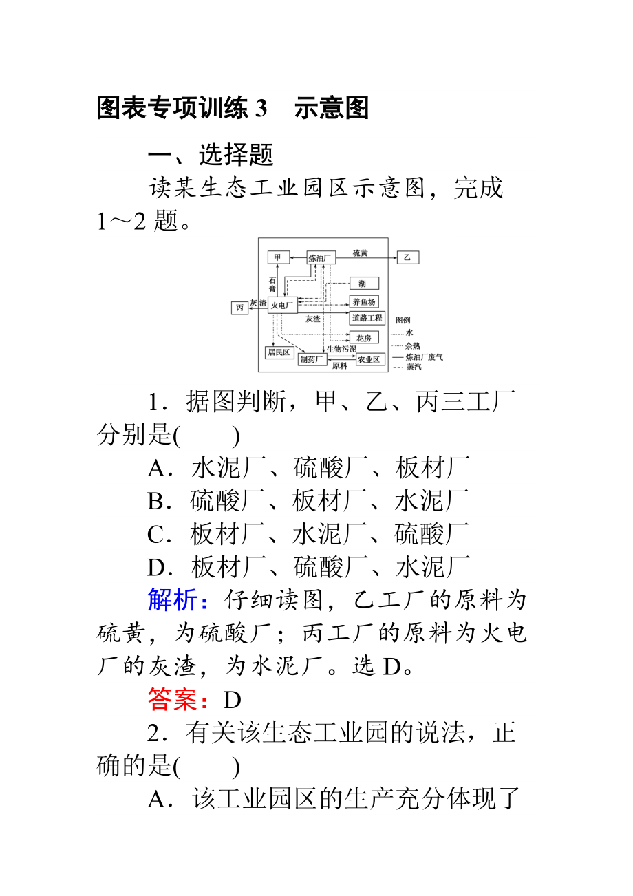 【师说】高考地理二轮复习 图表专项训练3 示意图 Word版含解析_第1页