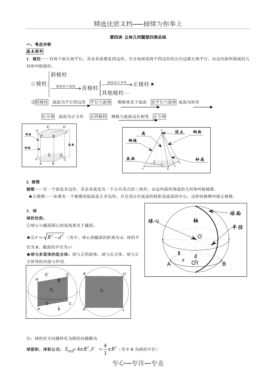第四讲-立体几何题型归类总结(共13页)_第1页