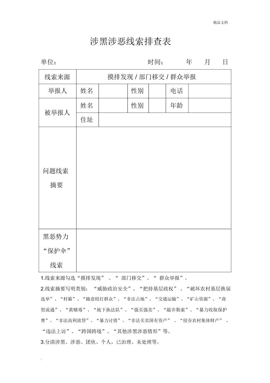 涉黑涉惡線索排查登記表_第1頁(yè)