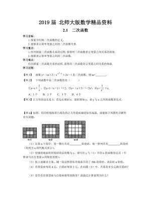 【北师大版】九年级数学下册2.1 二次函数