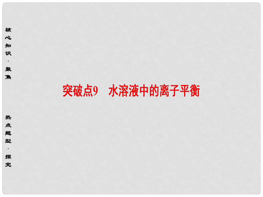 高三化學二輪復習 第1部分 專題2 化學基本理論 突破點9 水溶液中的離子平衡課件_第1頁