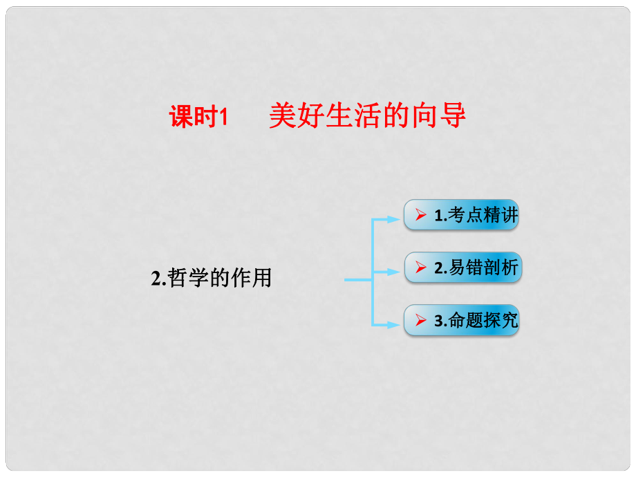 高考政治一輪復習 考點專題 模塊4 單元13 課時1 美好生活的向?qū)?考點二 哲學的作用課件_第1頁