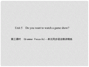 原八年級英語上冊 Unit 5 Do you want to watch a game show（第3課時）（Grammar Focus3c）同步語法精講精練課件 （新版）人教新目標(biāo)版